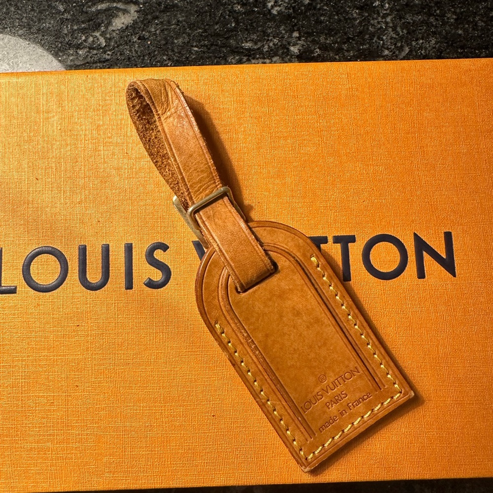 Louis Vuitton Name Tag Light Brown Leather